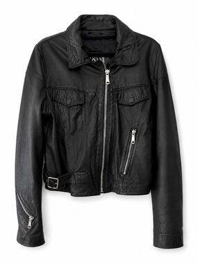 Diesel Black Leather Zip-Front Jacket